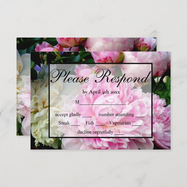 Elegante Rosa-Blütenperle UAWG RSVP Karte (Vorne/Hinten)