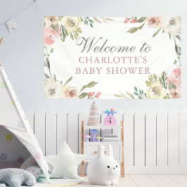 Elegante Rosa Blütenspülung Begrüßung Banner