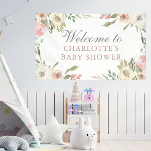 Elegante Rosa Blütenspülung Begrüßung Banner