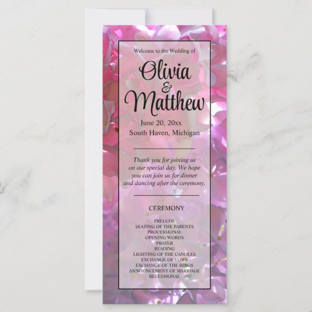 Elegante Rosa Boho Blumen Blume Hydrangeas (Vorderseite)