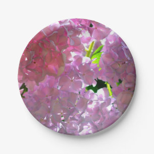 Elegante Rosa Boho Blumen Blume Hydrangeas Pappteller