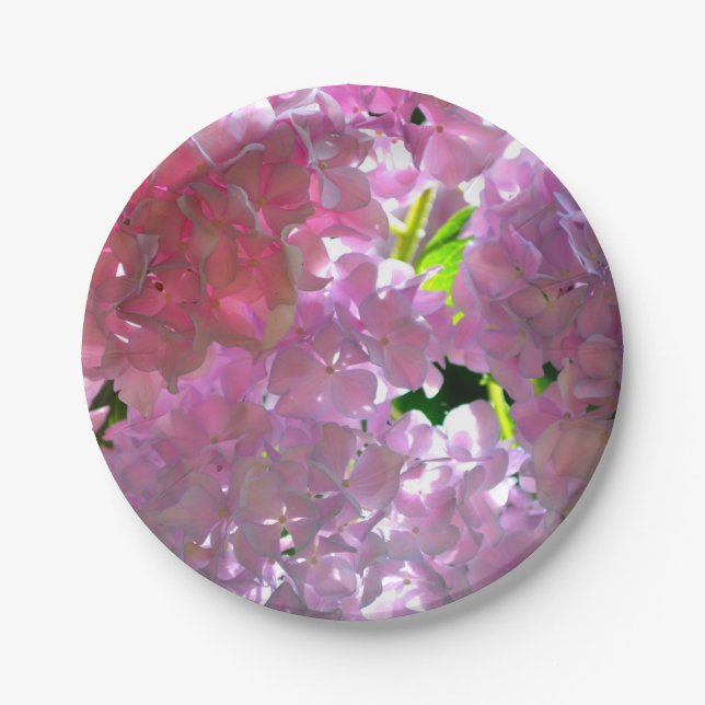 Elegante Rosa Boho Blumen Blume Hydrangeas Pappteller (Vorderseite)