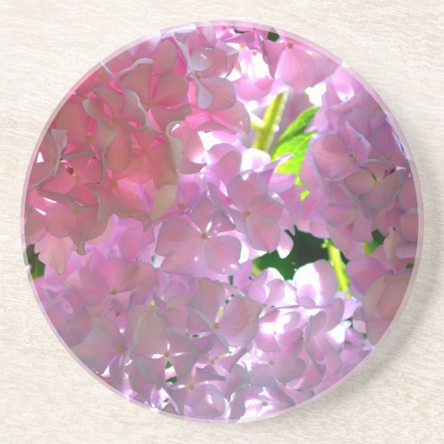Elegante Rosa Boho Blumen Blume Hydrangeas Sandstein Untersetzer (Vorne)