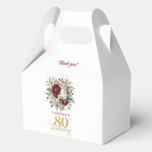 Elegante Rosa-Bordeaux Geschenkbox zum 80. Geburts Geschenkschachtel