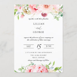 Elegante Rosa Botanische Hochzeit Einladung