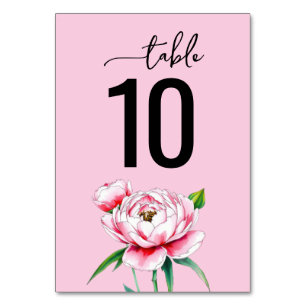 Elegante rosa botanische Pfingstrose Tischnummer