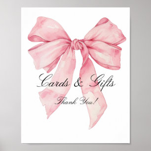 Elegante rosa Bow Cards und Gifts-Zeichen Poster