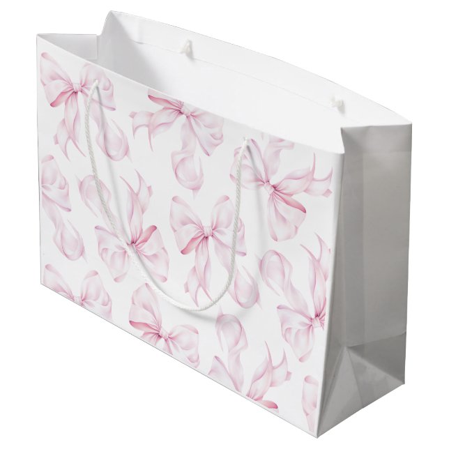 Elegante rosa Bow-Geschenktasche Große Geschenktüte (Rückseite Schrägansicht)