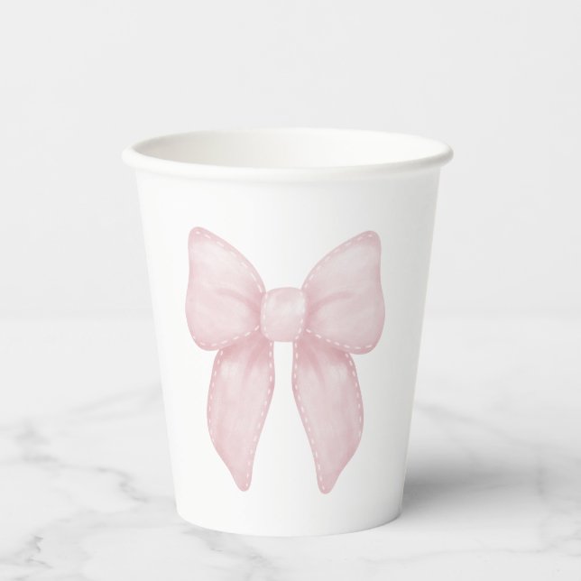Elegante Rosa Bow Girl Pappbecher (Vorderseite)