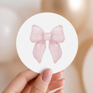 Elegante Rosa Bow Girl Runder Aufkleber
