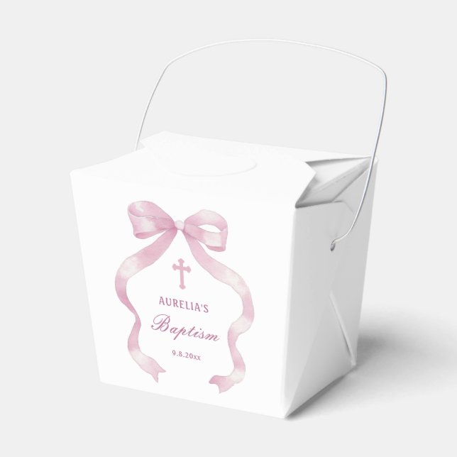 Elegante Rosa-Bow-Taufe Geschenkschachtel (Vorderseite)