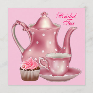 Elegante rosa Braut-Teeparty Einladung