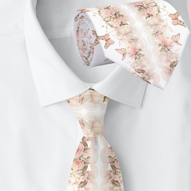 Elegante rosa Butterfly Weiße Hochzeit Krawatte (Von Creator hochgeladen)