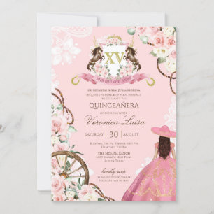 Elegante Rosa Charro Quinceanera Einladung