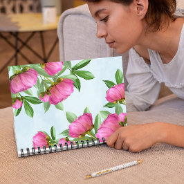 Elegante Rosa Chic Floral Peonies Notizbuch