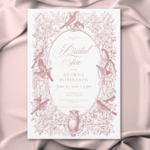 Elegante rosa Chinoiserie Natur Vögel Braut Tee