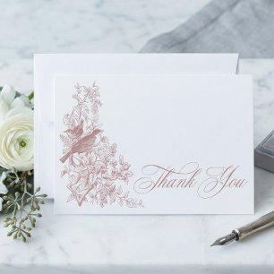 Elegante rosa Chinoiserie Natur Vogel Brautparty Dankeskarte
