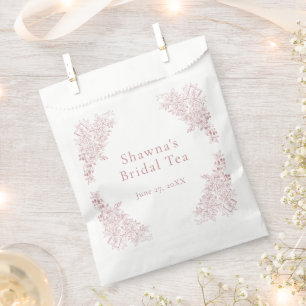 Elegante rosa Chinoiserie Natur Vogel Brautparty Geschenktütchen