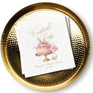 Elegante rosa Cocktails und Torte Brautdusche Serviette