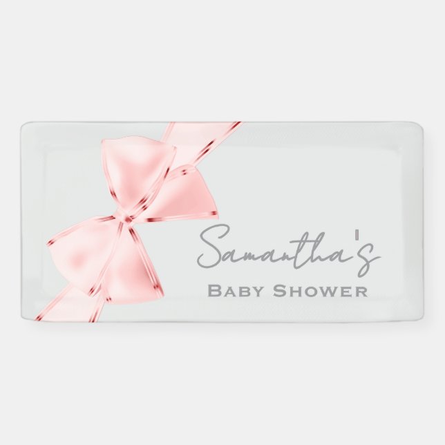 Elegante rosa Coquette Bow Baby Dusche Banner (Horizontal)