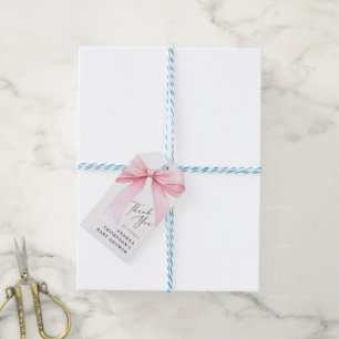 Elegante rosa Coquette Bow Baby Dusche Vielen Dank Geschenkanhänger