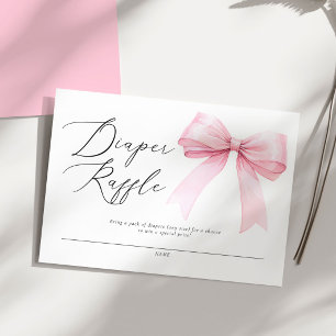 Elegante rosa Coquette Bow Diaper Raffle Baby Show Begleitkarte