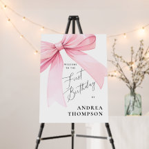 Elegante Rosa Coquette Bow First Birthday Girl