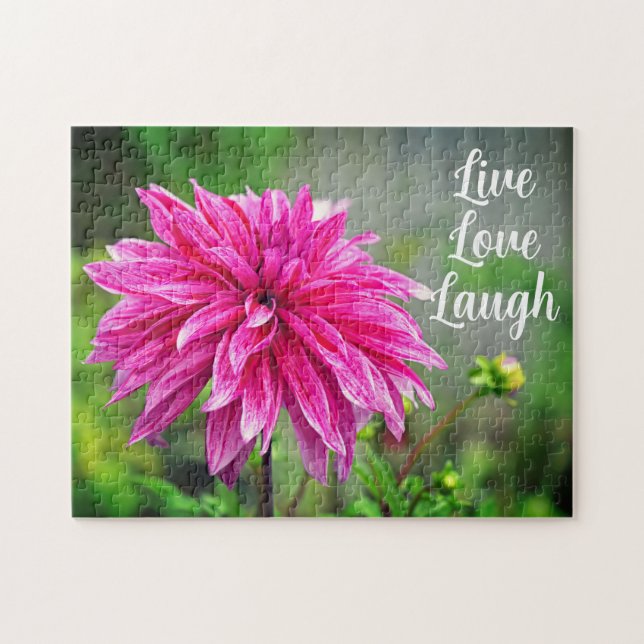 Elegante Rosa Dahlia Garden Blume Motivierend Puzzle (Horizontal)