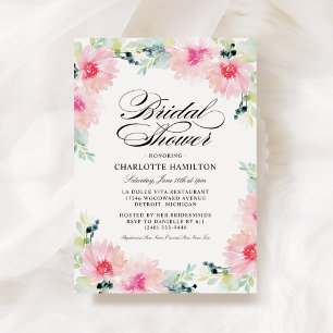 Elegante rosa Daisy Watercolor Brautparty Einladung