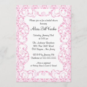 Elegante Rosa Damask Bridal Dusche Einladung