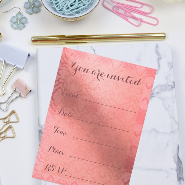 Elegante rosa Damaskeelfüllung in vielseitigen, be Einladung (Von Creator hochgeladen)