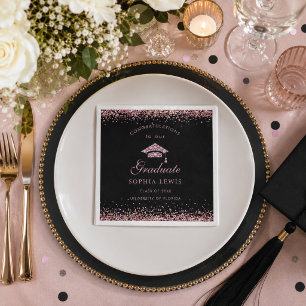 Elegante rosa Diamanten Kappe Abschlussfeier Serviette