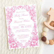 Elegante rosa Dusche mit botanischer Babydusche