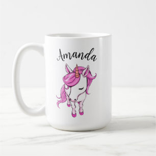 Elegante Rosa Einhorn Girl Name Kaffeetasse