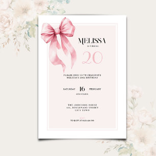 Elegante rosa Einladung zum 20. Geburtstag
