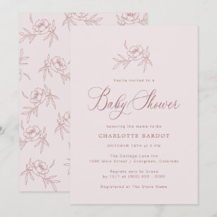 Elegante rosa Einladung zur Babyparty für Mädchen