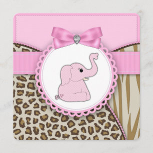 Elegante rosa Elefant-Baby-Dusche Einladung