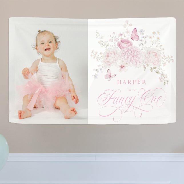 Elegante rosa fancy erste Geburtstagsfeier Banner (Von Creator hochgeladen)