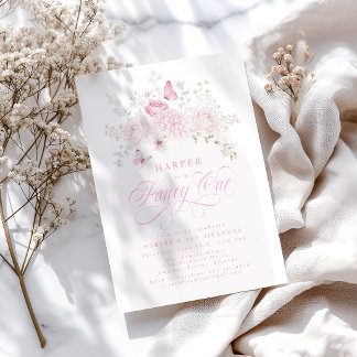 Elegante rosa fancy erste Geburtstagsfeier Einladung