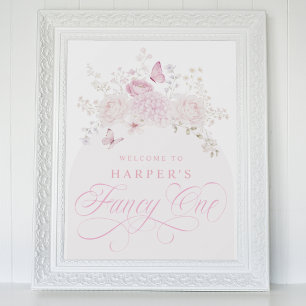 Elegante rosa fancy erste Geburtstagsfeier Poster