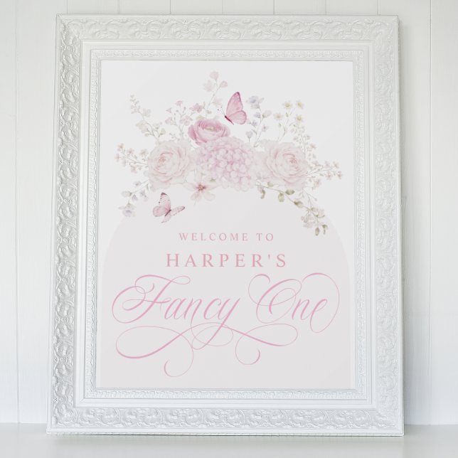 Elegante rosa fancy erste Geburtstagsfeier Poster (Von Creator hochgeladen)