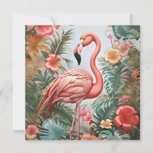 Elegante rosa Flamingo Bird und tropische Blume
