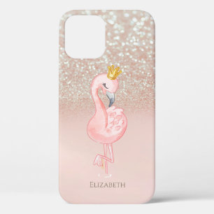 Elegante rosa Flamingo-Kronenprinzessin, Glitter B Case-Mate iPhone Hülle