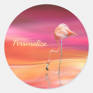 Elegante rosa Flamingo Surreal Pastels personalisi Runder Aufkleber