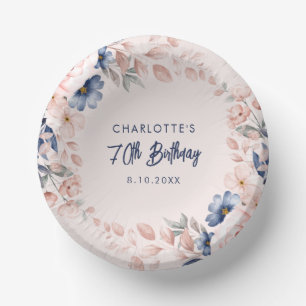 Elegante Rosa Flora 70. Geburtstagsparty Pappteller