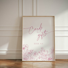 Elegante Rosa Flora Chinoiserie Cards und Geschenk Sockelschild