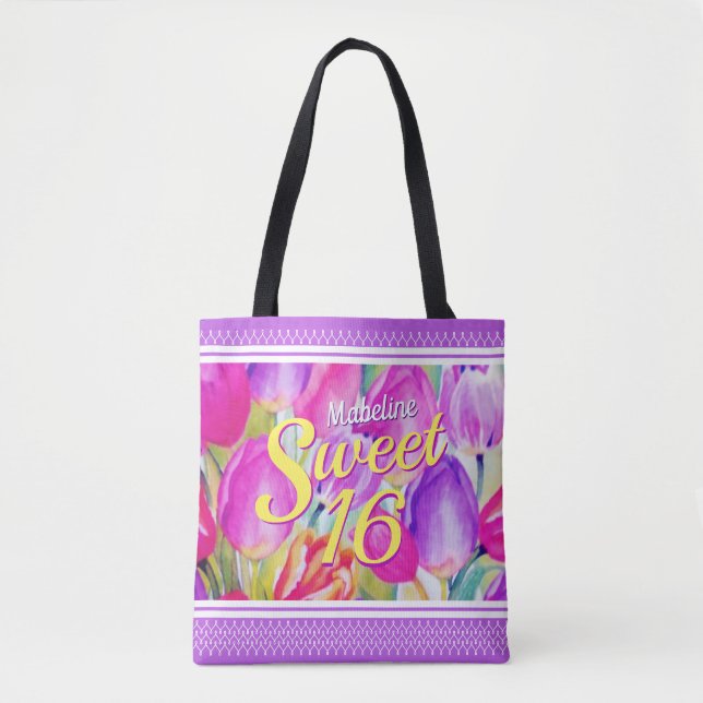 Elegante Rosa Flora Wasserfarbe mit violetter Trim (Vorderseite)