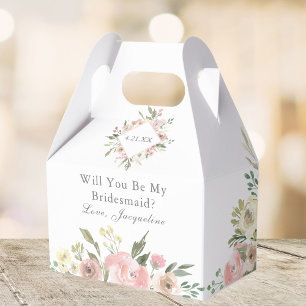 Elegante rosa Flora wirst du meine Bridesmaid sein Geschenkschachtel