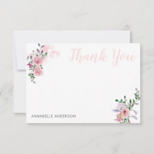 Elegante rosa Floral Bouquet Wasserfarbe Vielen Da Mitteilungskarte