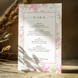 Elegante Rosa Floral Flat Menu Card Menükarte
